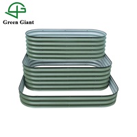 Huizhou Vert Géant 32 ''Grand 3 Niveaux Terrasse Modulaire Ondulé Métal Surélevé Jardin Lit Planteur Boîte 150x150x80cm