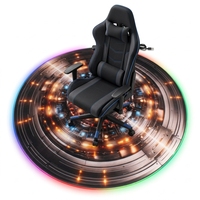 Tapis de chaise de jeu RGB circulaire, tapis de chaise de jeu pour sols en bois dur, tapis de chaise de jeu avec lumières LED