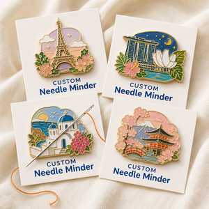 Portaagujas Magnético Esmaltado Personalizado con Motivos de Lugares Emblemáticos de Viaje, para Bordado de Punto de Cruz, Regalo, con motivos de París, Singapur, Grecia, Japón - Product Image 3