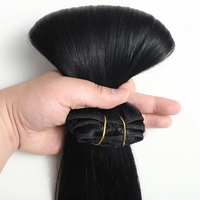 Extensions de cheveux à clips sans couture, fabriquées directement en usine, cheveux humains vierges naturels vietnamiens, noir de jais, invisibles, à clips