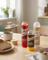 Bouteilles de sauce en plastique PET de qualité alimentaire vides de 100 ml et 160 ml, bouteilles à presser pour confiture, salade, sauce chili, emballage alimentaire, bouteille de sauce avec bouchon à clapet