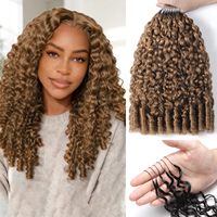 Kit d'extensions de cheveux humains au crochet pré-séparés 50g, bouclés birmans, effet mouillé et ondulé, invisibles, noir naturel