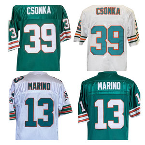 Maglia da Football Americano Stile Rétro All'Ingrosso a Basso Prezzo di Miami con Cuciture, #13 Dan Marino, #39 Larry Csonka - Product Image 1