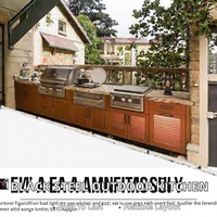Cuisine extérieure modulaire Prima Factory Direct, armoires en MDF, évier BBQ, robinet, comptoir en acrylique, îlot repas