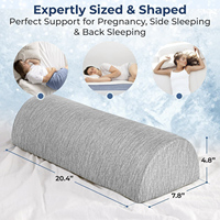 Coussin de jambe demi-lune ergonomique en mousse à mémoire de forme rafraîchissante avec housse amovible en bambou et coton pour dormeurs sur le dos et sur le côté