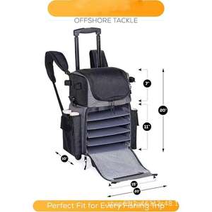 Sac à dos de pêche multifonctionnel personnalisé en polyester imperméable avec porte-cannes, 50L, grand sac de rangement à deux couches pour équipement de pêche et appâts - Product Image 3