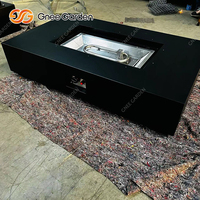 Table de foyer extérieur rectangulaire en métal au gaz pour jardin, style moderne