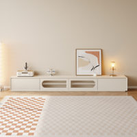 Ensemble meuble TV et table basse moderne et minimaliste pour salon, meuble de sol, meuble TV en bois massif de style nordique, luxe léger