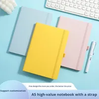 Carnet A5 à reliure filée avec sangle, 100 feuilles, impression UV, simple, portable, créatif, de haute qualité, pour affaires, école, journal, cadeau