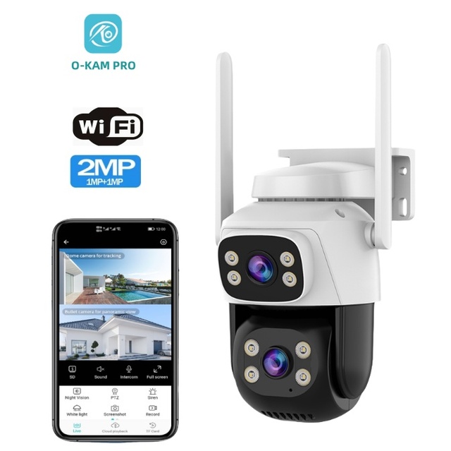 C622DR 2K HD Dual Lens Security Camera Complete Kit with Power Adapter & Mounting Bracket Smart Home WiFi Surveillance Monitor