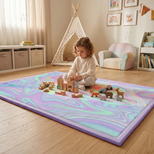 <span class=keywords><strong>Tappeto</strong></span> in flanella spessa personalizzato per bambini, stampato a macchina con motivo unico, tappetino morbido per bambini con retro in schiuma per camera da letto, all'ingrosso - Product Image 2