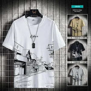 पुरुषों की ग्राफिक ओवरसाइज़्ड शर्ट यूनिसेक्स स्ट्रीट वियर कैज़ुअल ट्यूनिक टॉप गर्मियों की टी-शर्ट कॉटन के लिए उपयुक्त ढीला