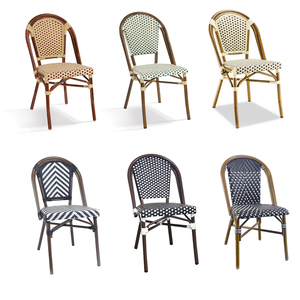 Juego de Comedor de Bambú para Restaurante al Aire Libre, Sillas de Bistró con Marco de Aluminio Francés, Ratán, para Uso en Sótanos y Patios - Product Image 5