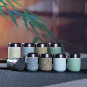 Chinese <span class=keywords><strong>Ceramic</strong></span> Stash <span class=keywords><strong>Jar</strong></span> Luftdicht, geruchs neutral Tabak Aufbewahrung koffer Luft versiegelung Porzellan Kaffee Tee Zucker dose Kanister glas - Product Image 1