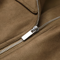 Veste courte en faux daim pour femme, col à revers, fermeture éclair intégrale, manches longues, poches, vêtement d'extérieur décontracté pour l'automne 2609-33b
