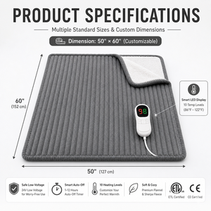 Manta Térmica de Grafeno, Manta Eléctrica con Forro de Sherpa, 10 Niveles de Calor, Temporizador de Apagado Automático, OEM ODM - Product Image 6