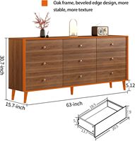 Cómoda de Madera Moderna de Mediados de Siglo con 6 Cajones, 63 Pulgadas de Alto, Acabado en Nogal Certificado, Patas Cónicas, Fácil Montaje, Liquidación