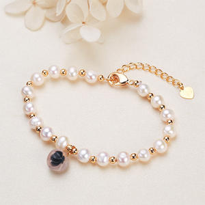 Bracelet de perles d'eau douce en forme de cœur de sucre pour fille, pendentif Xiaolongbao, bijoux charmants - Product Image 2