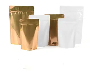 Custom Tea Packing Glossy Mylar Stand Up Zipper Bags Resealable Doypack Aluminum For Coffee Beans Storage Light Proof