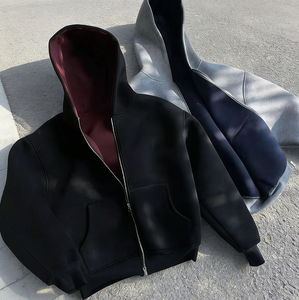 Sweat à capuche réversible pour homme en tissu Air-layer avec fermeture éclair double, personnalisable, uni - Product Image 1