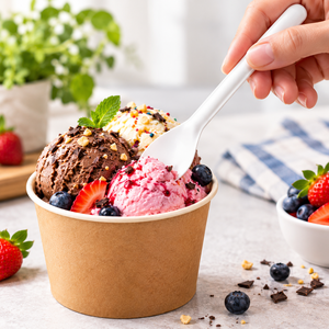 Cuillère à glace jetable en fibre végétale pour les salons de desserts, les boulangeries, les cafés, les restaurants, la restauration, les pique-niques, les kits repas de voyage - Product Image 4