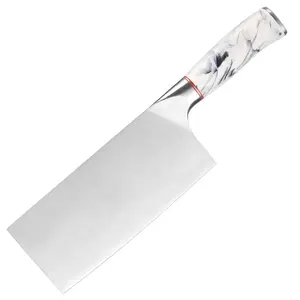 Cuchillo de cocina de acero San Mai para mujer, rebanador con patrón de mármol, mango ABS, cuchillo de Chef central 9CR18MOV, cuchillo para picar para el hogar