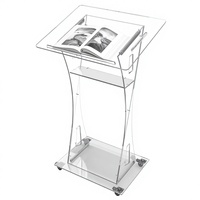 Nouvelle Arrivée - Chaire Moderne en Acrylique avec Roulettes - Pupitre Transparent pour Église