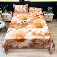 Nouvelle drap de lit en soie glacée 200TC, imprimé végétal estival, style moderne et épuré, respirant, écologique, confortable, doux pour la peau et rafraîchissant