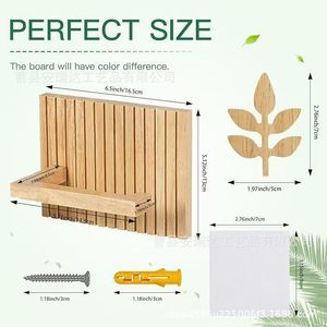 Porte-papier toilette mural en bois massif rectangulaire avec motif feuille pour rangement de salle de bain - Product Image 4