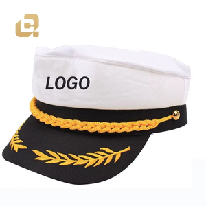 Moda <span class=keywords><strong>cappello</strong></span> da Yacht bianco spesso di alta qualità all'ingrosso marinaio elastico LOGO personalizzato <span class=keywords><strong>cappello</strong></span> <span class=keywords><strong>capitano</strong></span> - Product Image 1