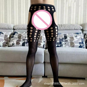 Collants résille sexy ajourés pour hommes G307 taille mi-haute en nylon et élasthanne pour le dropshipping transfrontalier - Product Image 1