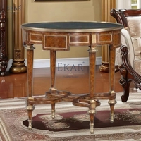Table ronde classique en bois massif avec dessus en marbre Design fonctionnel pour un décor de salon élégant