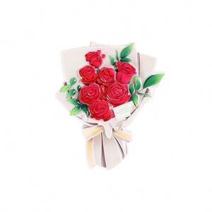 Aimants de réfrigérateur modernes en résine 3D écologiques et personnalisables, motif bouquet tendance nationale, rose et lys, décoration créative culturelle pour - Product Image 5