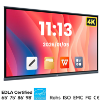 Tableau blanc interactif LCD 4K de 65/75/86 pouces, 40 points tactiles, Android 16, tableau intelligent pour l'éducation, 4 Go de RAM, 32 Go