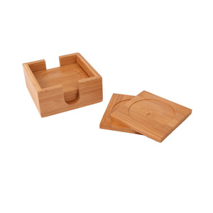 Boîte à sous-verres en bambou 125x125x55mm carrée, respectueuse de l'environnement, pour la protection des boissons - Product Image 3