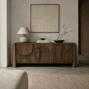 Modern Solid Wood Scandinavian Design <b>Sideboard</b> Cabinet with Wall Mount <b>Storage</b> for Living Room Apartment Hotel Furniture - Product Image 1