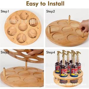 Wooden Lazy Susan <b>Spice</b> <b>Rack</b> <b>Rotating</b> Kitchen Storage Tray For Seasoning Bottle Holder Multi Function Desktop Organizer - Product Image 4