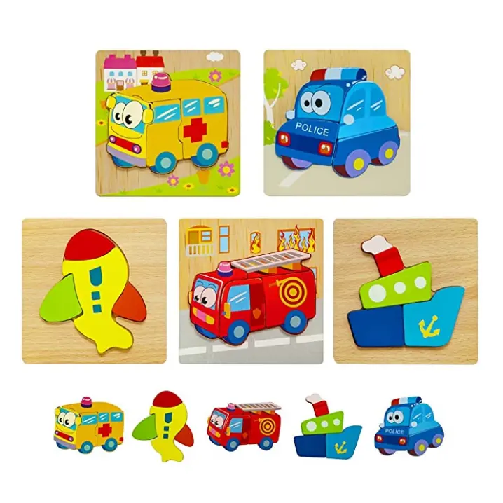 Wooden Jigsaw Puzzles for Toddlers 1 2 3 Years Old, (5 Pack) Early Educational Toys Gift for children wooden children toys