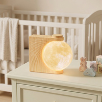 Despertador con Luz de Amanecer, Lámpara de Noche con Forma de Luna, Doble Alarma, Función de Repetición, 10 Opciones de Sonido y Efectos de Color para Dormitorio
