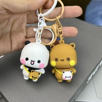 Pendentif porte-clés Panda I II en PVC souple, ornement personnalisé, tendance, mignon, pour sac à dos, bureau, couple, avec logo personnalisé