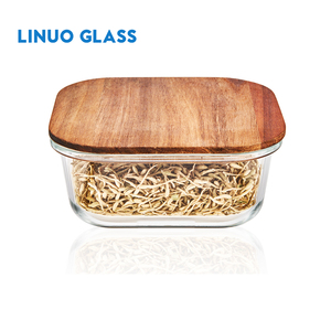 Hộp đựng thức ăn bằng thủy tinh thiết kế thân thiện với môi trường Linuo, có nắp đậy bằng gỗ tre - Product Image 6