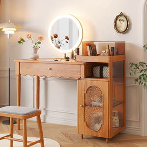 Coiffeuse en bois extensible moderne et simple avec miroir led - Product Image 3