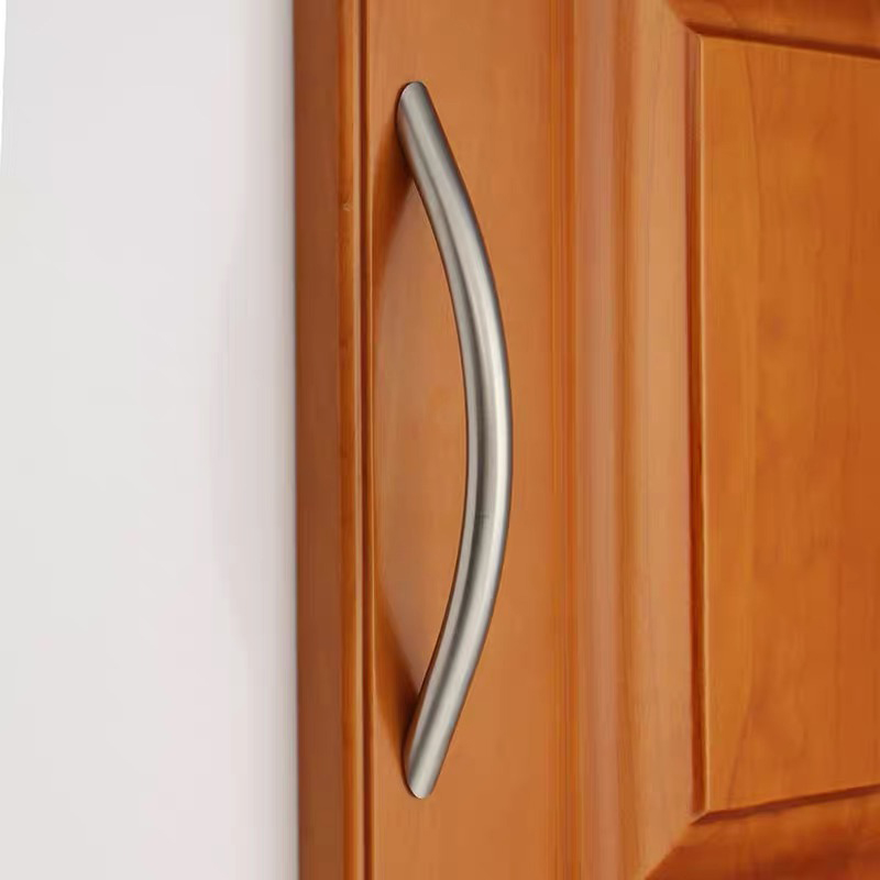 Curved Steel Handle Cabinet Handle Brushed Nickel High Quality Solid Drawer Classic Cabinet Handle