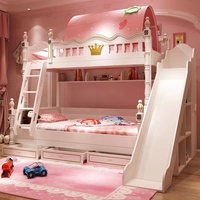 Lit Superposé en Bois Moderne Laqué Brillant pour Chambre d'Enfants et Filles, Ensemble de Chambre 1 Pièce Stable