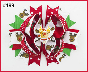 Fiocchi per Capelli a Tema Renna per Natale, Accessori per Capelli per Bambini con Naso Rosso, Clip per Fiocco a Forma di Renna - Product Image 4
