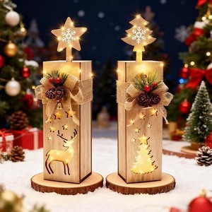 Boîte cadeau en bois personnalisée, étoile de Noël lumineuse pour le sommet du sapin, décoration de Noël, approvisionnement transfrontalier - Product Image 1