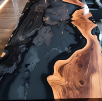 Table Basse Rivière en Bois Massif Haut de Gamme, Plateau pour Table de Salle à Manger, Table Époxy Vue Rivière Populaire, Qualité Supérieure