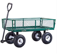 Chariot de jardin robuste en fonte, pliable, pneumatique 3.50-4, chariot à main à quatre roues, plateforme en maille, outils OEM, charge 250 kg
