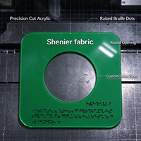 Plaque d'Introduction Personnalisée en Acrylique Vert avec Texte Braille, Affichage Creux, Texte Personnalisable, Marqueur Tactile pour Showroom Textile