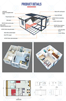 Maison pliante de luxe moderne préfabriquée de haute qualité de 20 pieds ou 40 pieds, type conteneur extensible à double aile avec 2 chambres